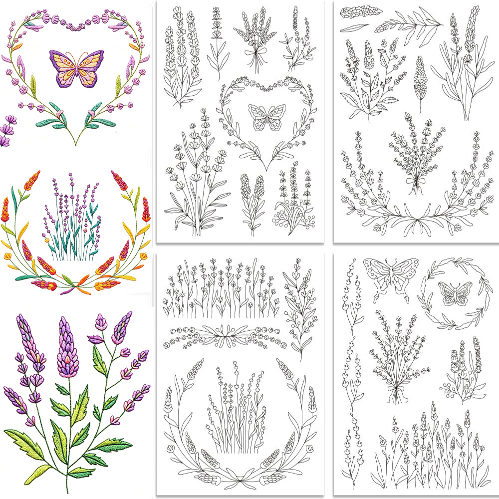 Embroidery Stabilizer Backing - Lavender Flower Butterfly Water Soluble Stick
