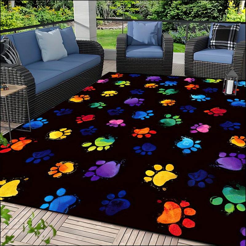 1pc Vibrant Dog Paw Print Area - Commercial Printing And Design 评论和价格